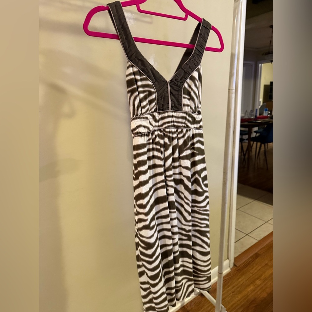 Linen zebra print dress with pockets